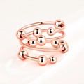 Fidget-Spinner-Ring mit roségoldenen Spiralschichten und beweglichen Metallperlen - Einstellbar Offen / Roségold