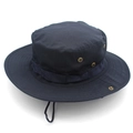 Dark blue tactical outdoor sun hat with wide brim, metal vents and adjustable chin strap - One Size L (58-60cm) / Midnight Blue