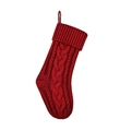 Gros plan d'une chaussette de Noël en tricot torsadé rouge avec boucle de suspension - Rouge Torsades (A)