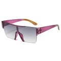 Fashionable rimless wrap-around sunglasses with purple orange gradient lens and clear frame - Purple Gradient Frame Gray