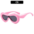Y2K bubble-style thick frame sunglasses in candy pink with dark grey lenses - Pink Frame Grey Lens