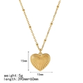 18K Gold Herz-Halskette mit Sonnenstrahl-Struktur und verstellbarer Edelstahl-Kette - Herz Sonnenstrahl Relief Stil (TN3182)