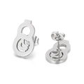 Minimalistische silberne Ohrstecker aus Edelstahl in Kürbisform mit Hochglanzfinish - Silberne Flaschenkürbisform (KE60661-K)