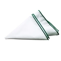 Solid white business pocket square with distinct green stitched edges for men's suits - White with Green Edge (7)