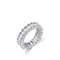 Eleganter S925 Sterling Silber Eternity Ring mit funkelnden Zirkonia im Baguetteschliff - US Größe 5 (49mm) / Silber