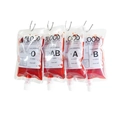 Set mit vier 150ml Vampir-Blutbeuteln für Halloween-Partys mit O A B AB Blutgruppen-Etiketten - Blutgruppe Thema 250ml