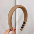 Champagne satin padded headband with smooth silk finish and handmade interior label - Caramel color