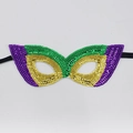 Carnaval pailletten masker oogmasker paars groen goud glitter accessoires voor feest kostuum. - Pailletten Goud Stijl B