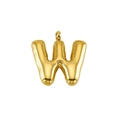 Macro detail of 14K gold plated bubble letter W pendant with smooth 3D metallic texture - W-Gold / Letters (without Chain)