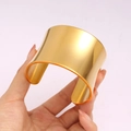 Minimalist wide open cuff bracelet in polished 18K gold titanium steel for women - CK645-Minimalist Smooth
