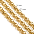 Vergoldete Edelstahl-O-Kettenglieder in 10 mm und 13 mm Breite für Hip-Hop-Style - Diamantiert (Texturiert) / Ein Meter (110g) / Gold