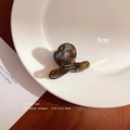 3cm tortoise shell spring hair clip with France Handmade text in a minimal ceramic tray - Cross Mini Claw: Blue Brown (2 Pcs)