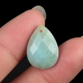 Faceted light blue-green drop gemstone pendant in natural stone for DIY jewelry - Amazonite