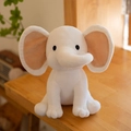 Cute white stuffed elephant plush toy in sitting position for baby sleeping comfort - White