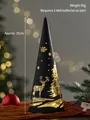 Christmas cone lamp with black matte deer pattern and golden light, 25cm high - Large / Black