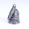 Ciondolo a campana con teschio in argento lucidato per uomo in stile biker - Colore retrò con anello portachiavi