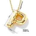 Golden bubble letter P pendant necklace with star zircon and product size specifications - Letter P Style (N01069-P)
