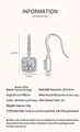 Detailed size chart of S925 sterling silver drop earrings with 2ct round Moissanite gems - E13708 Mirror of Future-1.0ct*2