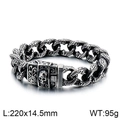 Pulsera de calavera plateada retro para hombre con motivos vintage y 220mm largo - 21cm / Plata Vintage - Calavera Tallada(KB123642-BDJX)