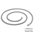 Silver stainless steel curb chain necklace for men, 700x6mm size with a 49g weight - 6mm / 45cm / Steel