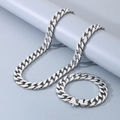 Set collana e bracciale a catena cubana piatta da 15mm in argento con fibbia chic - Set Gioielli d'Argento