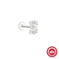 925 sterling silver cartilage earring with sparkling zircon and flat back screw - Silver-tone #13 (Crown Arc Shape)