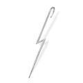 S925 sterling silver lightning bolt ear cuff with sparkling zircon pave setting - 925 Silver / Silver-White Zirconia (Single)