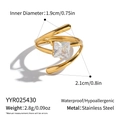 Detail view of 18K gold plated stainless steel ring with dimensions and weight data - Princess Square Zircon Style (YYR025430)