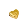 Golden heart-shaped stainless steel pendant featuring an embossed letter O design - Letter O / Steel