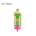 Detailed view of pencil-shaped foil balloon for school decor, sized 31x73cm - Green Pencil Shape Style Two