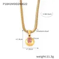 18k vergoldete Schlangenkette aus Titanstahl mit einem rosa Zirkonia-Anhänger - Gold Oktober Rosa Zirkon