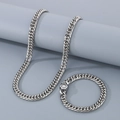 Set catena cubana in acciaio inossidabile argento lucido con collana e bracciale abbinato - Bracciale 20CM / 9mm Argento