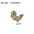 Golden wing stud earring with sparkling zircon and stainless steel screw ball back - Gold--Style 5 (Angel Wing)