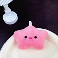 Plush pink star keychain pendant with cute embroidered face for backpack decoration - Pink Star (No Clasp)