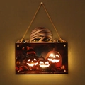 Halloween LED door sign featuring mummy and pumpkins with warm glowing lights - WSGP-01B Mummy Pumpkin