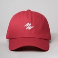 Rote Baseballkappe aus Baumwoll-Twill mit weißer Stickerei und verstellbarem 6-Panel-Design - Einheitsgröße / Rot