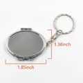 DIY silver metal oval keychain mirror charm for bags with polished finish surface - Oval