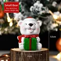 Christmas bear ornament with red hat and scarf holding green gift box, 4x4x5.5cm decor - Bear SD04