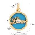 Blue enamel Love pendant in gold finish with micro-inlaid zircon and size dimensions - L244735-Turquoise Love Heart