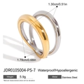 Waterproof two-tone gold and silver interlocking stainless steel ring for women - Mixed Color Double Layer Hollow Geometric Style (JDR0105004-PS-7)