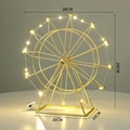 Golden vintage ferris wheel model with LED lights and detailed size specifications - Large with Lights / Gold