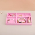 Pink velvet jewelry display tray with 6 multi-grid compartments for drawer storage - 6 Grids / Pink
