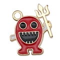 Cartoon red devil pendant with golden trident for Halloween DIY jewelry and keychains - 1pc Red Fork Ghost (18x16mm)