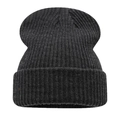 Dark grey rib-knit beanie with wide folded cuff for warm winter casual wear - 202# Dark Heather Gray
