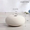 Minimalist white ceramic vase HP006 with horizontal ribbed texture and flat spherical shape - White (8CM Flat)