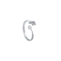 Silver adjustable ring featuring a pavé-set letter F and a single zircon stone - Letter F