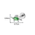 Titanium dinosaur cartilage piercing with green gem and precise size dimensions - Silver Dinosaur Style (T2560-5#Silver)