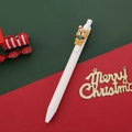 Christmas neutral pen with a brown bear in a red hat on a festive red and green background - Christmas Bear