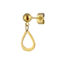 Minimalist gold titanium steel ball stud earrings with hollow teardrop pendant on white base - Minimalist Teardrop Pendant (No. 25) / Gold