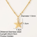 Golden stainless steel starfish pendant necklace with detailed size and material specs - Starfish